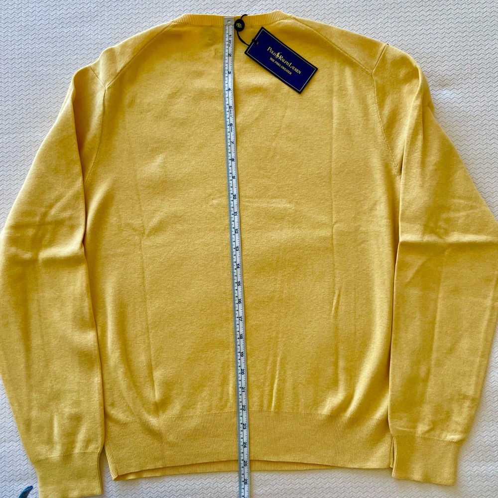 Polo by Ralph Lauren Yellow V-Neck Sweater, Mens Medium   NEW WITH TAG - Picture 6 of 8